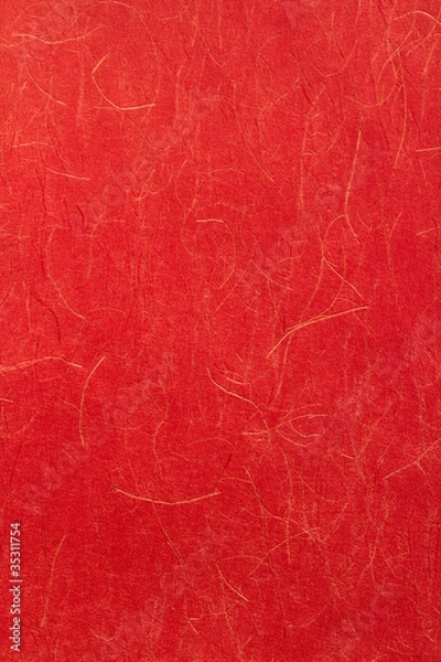 Obraz Japanese red paper with gold thread.
