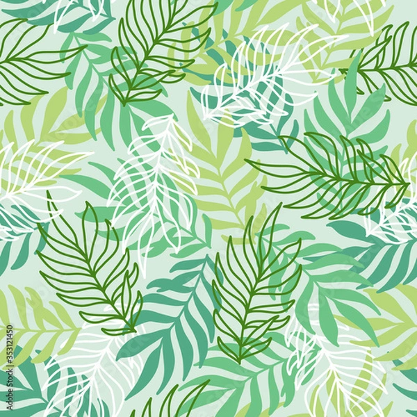 Obraz Summer hawaiian seamless pattern with exotic tropical plants vector illustration