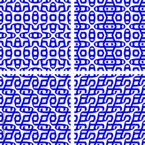Fototapeta set of seamless geometric pattern with geometric shapes,Fabric pattern,Tile pattern,Carpet pattern,Wallpaper pattern