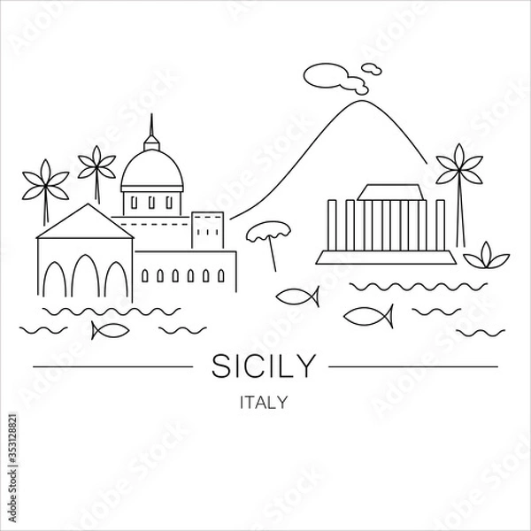 Obraz vector illustration of Sicily Italy.