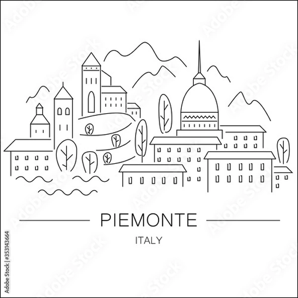 Fototapeta vector illustration of Piemonte