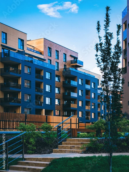 Obraz Modern residential apartment house home building complex and outdoor facilities_4x3
