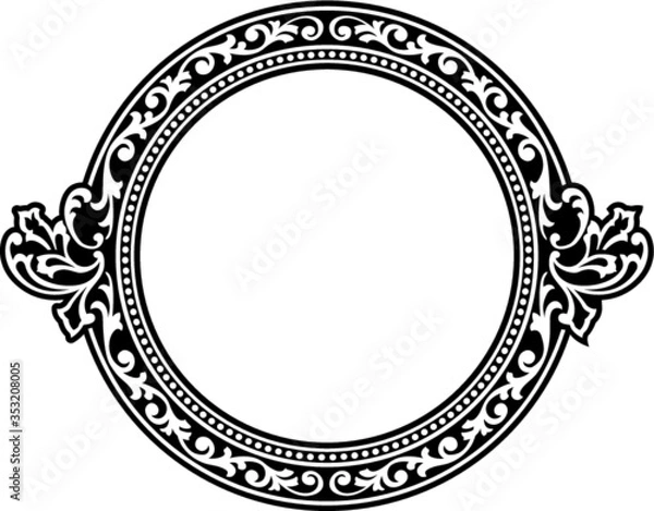 Obraz round frame with floral ornament