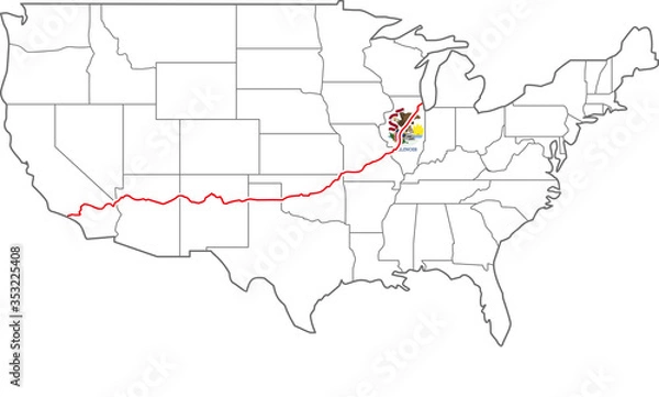 Obraz アメリカ横断　ルート66　ROUTE66 illinois イリノイ州