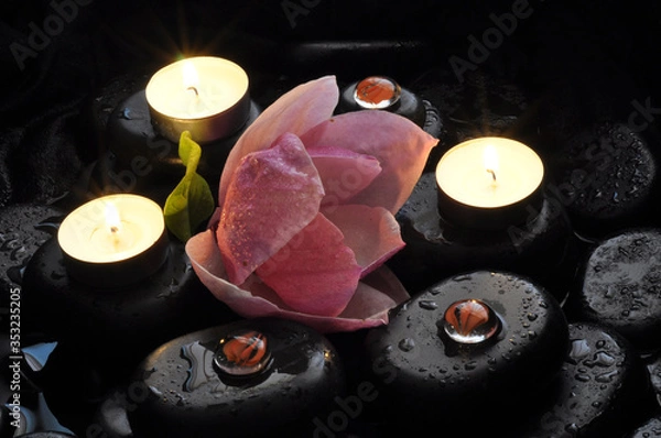Fototapeta spa still life with stones and orchid