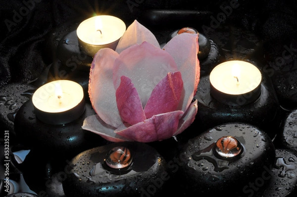 Fototapeta spa still life with stones and orchid