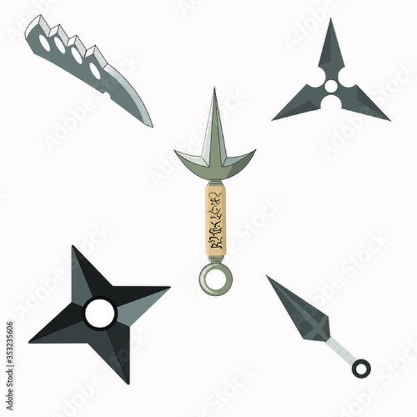 Fototapeta illustration vector graphic of Kunai, Kunai Hiraishin, chakura to knife, shuriken, etc. a weapon used by ninjas in Naruto anime
