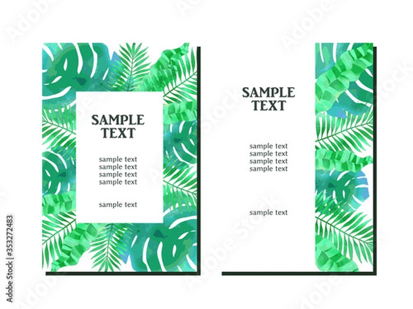 Fototapeta 夏の植物のイラスト背景素材、水彩風