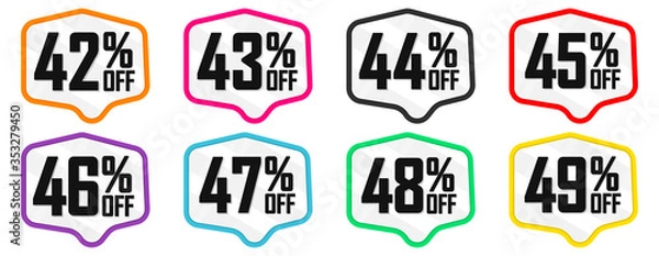 Fototapeta Set Sale tags, discount banners design template, app icons, vector illustration