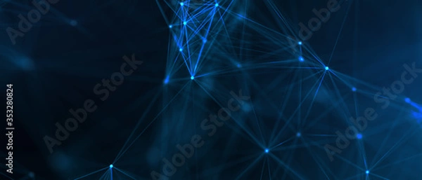 Fototapeta Abstract futuristic - technology with polygonal shapes on dark blue background. Design digital technology concept. 3d illustration.