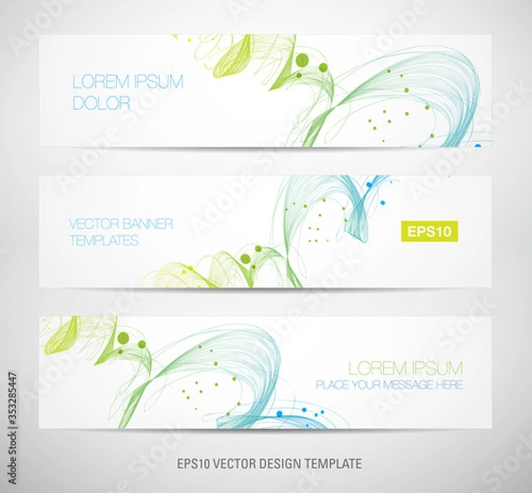 Obraz Set of white abstract banners with swirl background 