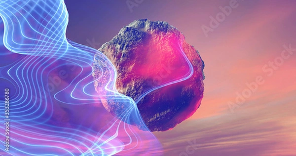 Obraz Comet meteorite flies in space