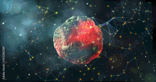 Obraz Comet meteorite flies in space