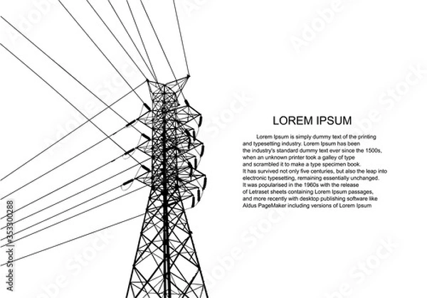 Obraz Vector. Electric power system. presentation, and advertisement. The picture shows a network of interconnected electrical systems in all areas. Symbols, steps for successful business planning Suit