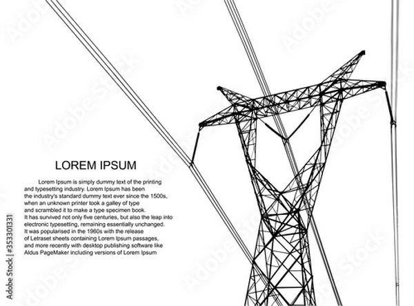 Obraz Vector. Electric power system. presentation, and advertisement. The picture shows a network of interconnected electrical systems in all areas. Symbols, steps for successful business planning Suit