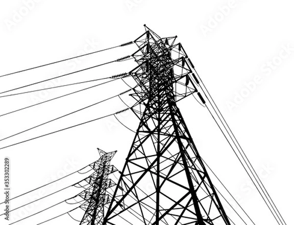 Obraz Vector. Electric power system. presentation, and advertisement. The picture shows a network of interconnected electrical systems in all areas. Symbols, steps for successful business planning Suit