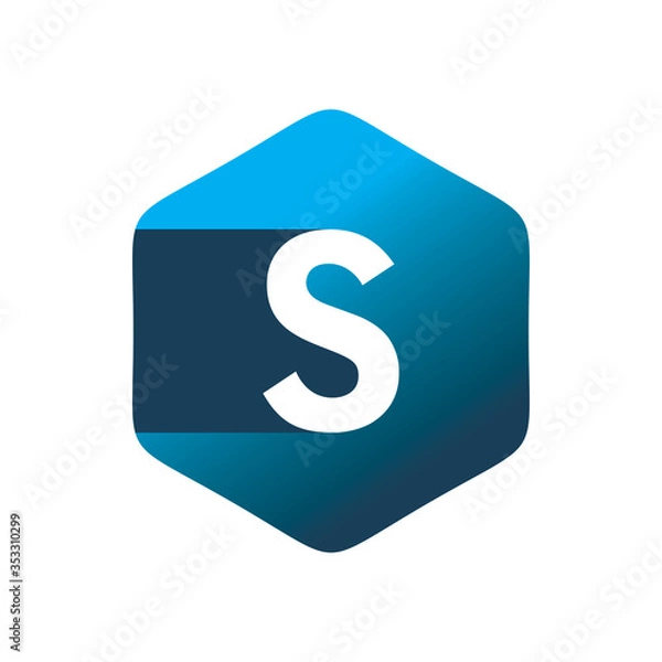 Obraz letter s blue hexagon logo design