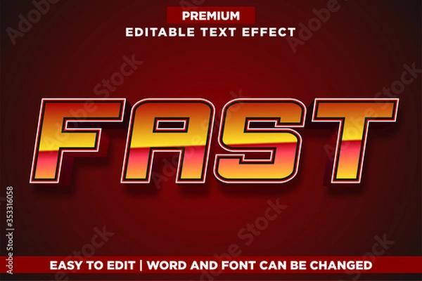Fototapeta Fast, Editable Game Logo Style Text Effect