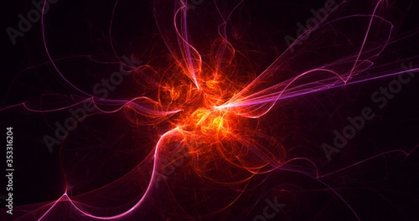 Fototapeta 3D rendering abstract red fractal light background