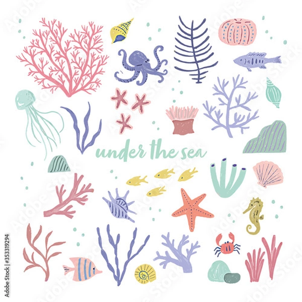 Obraz 海　夏　動物　熱帯魚　珊瑚礁