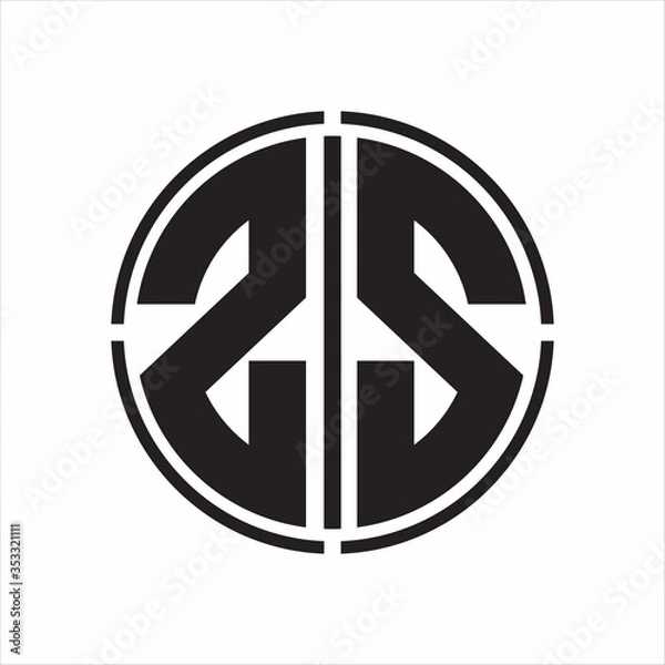 Obraz ZS Logo initial with circle line cut design template on white background