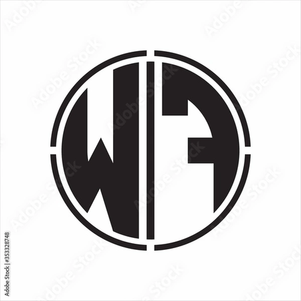Fototapeta WF Logo initial with circle line cut design template on white background