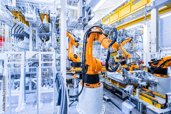 Obraz robots in a car plant