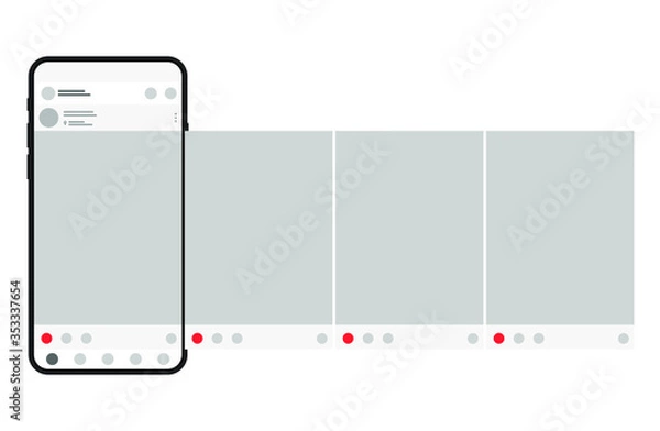 Obraz Smartphone with interface carousel post on social network. Сarousel post on a social network. 