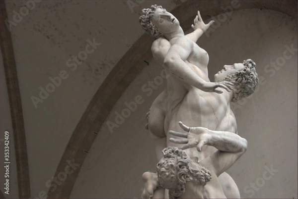 Obraz Florence, Italy - "The Rat of the Sabine women", sculpture by Giambologna, located in Loggia dei Lanzi in  Piazza della Signoria
