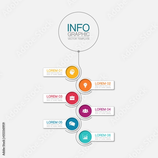 Fototapeta Vector iInfographic template for business, presentations, web design, 6 options.