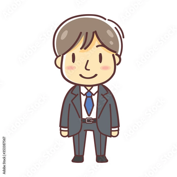 Fototapeta ダークグレーのスーツとネクタイの男性の汎用イラスト