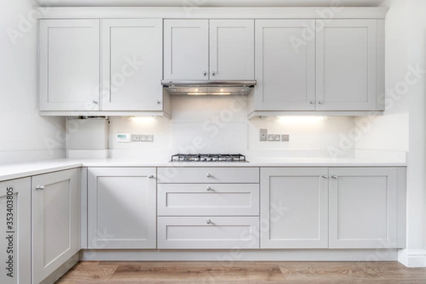Obraz White kitchen cabinets