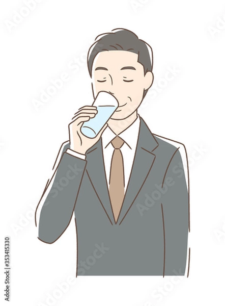 Fototapeta コップの水を飲む男性