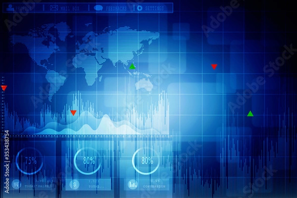 Fototapeta 2d rendering Stock market online business concept. business Graph 
