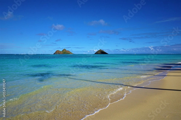 Obraz Lanikai Beach Oahu, Hawaii with view to Mokulua Islands