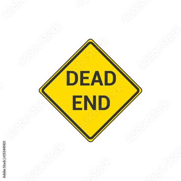 Fototapeta Yellow Dead End Sign Isolated On White Background. Traffic Symbol Modern Simple Vector Icon