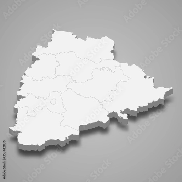 Fototapeta telangana 3d map state of India Template for your design