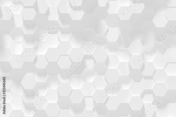 Fototapeta Hexagonal white abstract background - 3d abstract hexagons rendering.