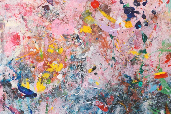 Obraz abstract Poster paint on table, many color
