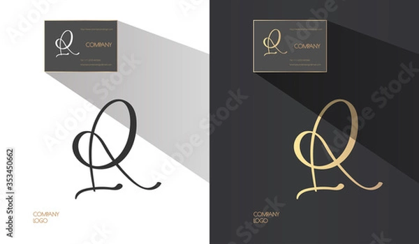 Obraz Creative monogram - hand drawn calligraphy sign. Business card design included. Uppercase A, R and P letter combination. Vector illustration.