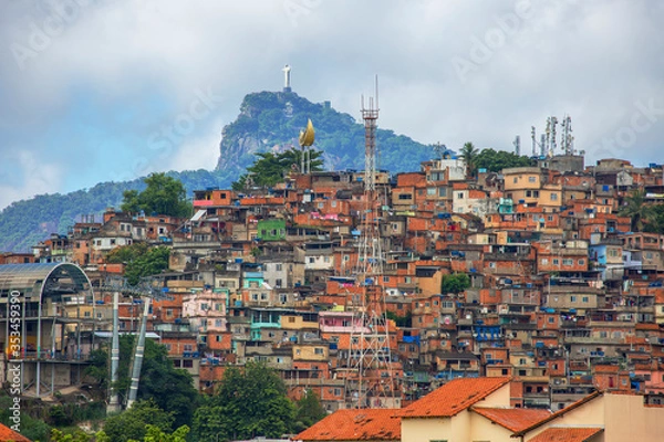 Fototapeta Rio de Janeiro, Brazil, view of the Morro da Providencia favela)
 The Providencia favela is the first favela in the history of Rio de Janeiro. All of the mountain, on which there are slums, called fav