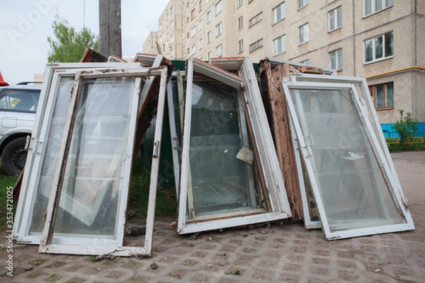 Fototapeta старые оконные рамы,old window frames,