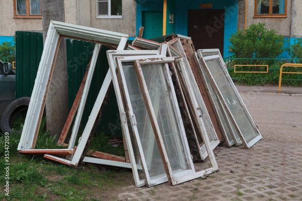 Fototapeta старые оконные рамы,old window frames,
