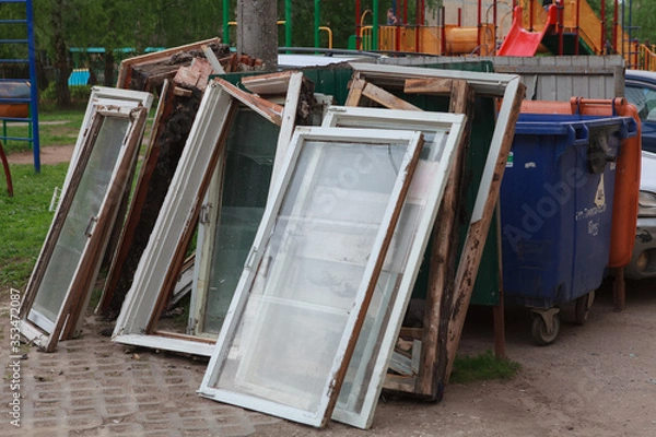 Fototapeta старые оконные рамы,old window frames,