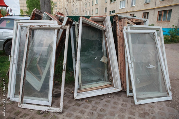 Fototapeta старые оконные рамы,old window frames,