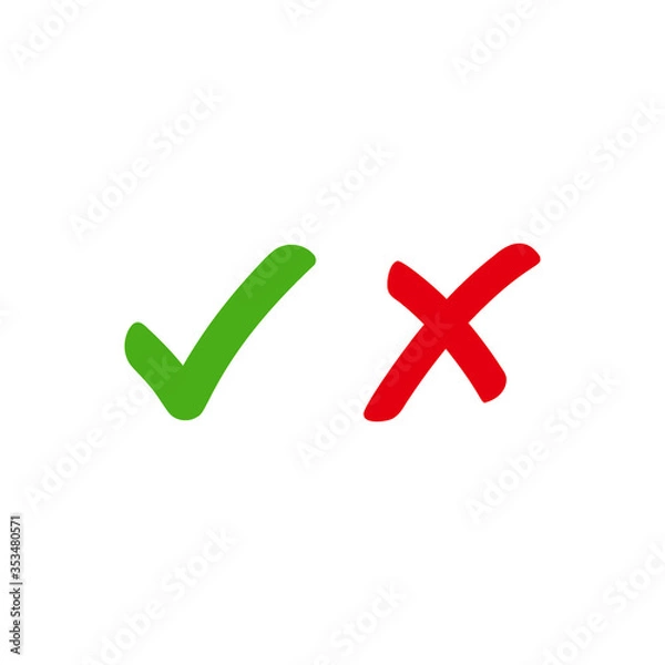Fototapeta Approve and Reject icon flat vector illustration