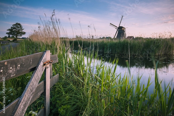 Fototapeta Discover the splendid windmills of Kinderdijk to see how the Dutch have been controlling the waters for over 1000 years. It’s a unique spectacle!