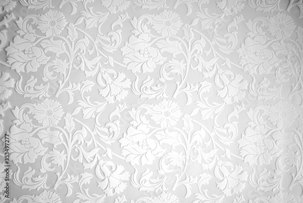 Fototapeta  white seamless pattern with floral elements background