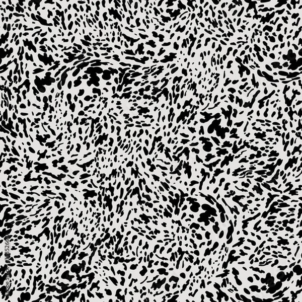 Fototapeta Appaloosa animal print seamless pattern design. Leopard, cowhide, horse skin pattern with small black spots on white background. Animal print for fashion, textile, interior design.