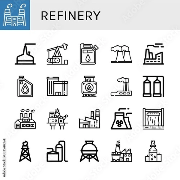 Fototapeta refinery simple icons set